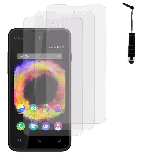 Lot / Pack De 3 Films Pour Wiko Sunset 2 Protection D'écran Clear Transparent + Mini Stylet