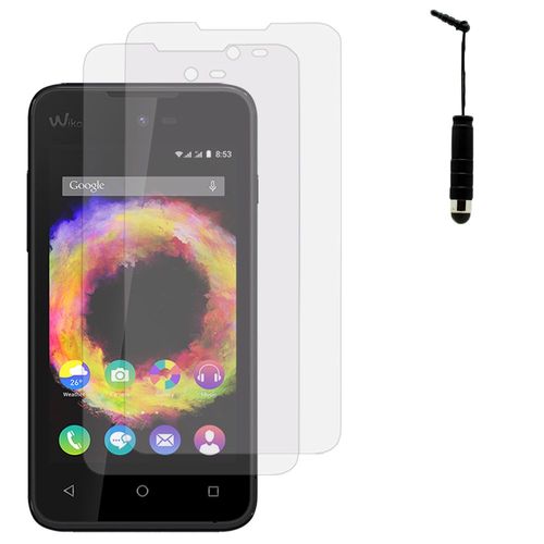 Lot / Pack De 2 Films Pour Wiko Sunset 2 Protection D'écran Clear Transparent + Mini Stylet