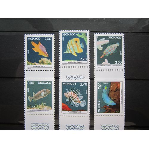 Monaco. Timbres N° 1615-1620 (1988). Faune. Poissons Du Musee Oceanographique De Monaco.