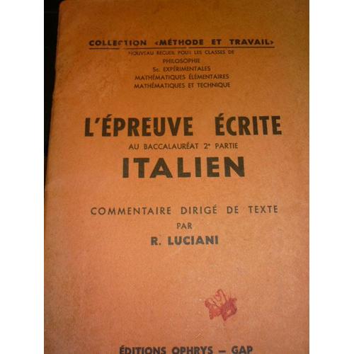L'épreuve Écrite Italien 1960