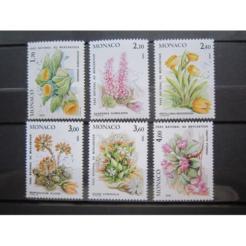 Monaco. Timbres N° 1461 - 1466 (1985). Plantes Du Parc National Du Mercantour.