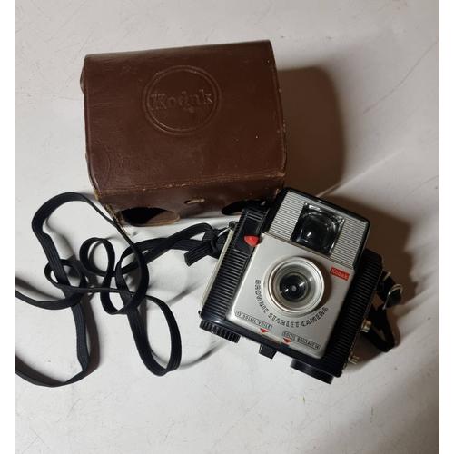 Ancien Appareil Photo Kodak Brownie Starlet Camera Étui Cuir Collection Vintage