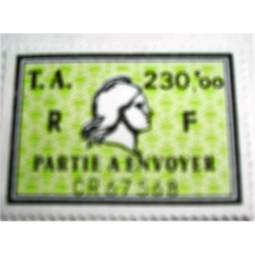 Timbre Amende A 230 Fr Vert Jaune Neuf Sans Gomme Tres Rare Partie A Envoyer