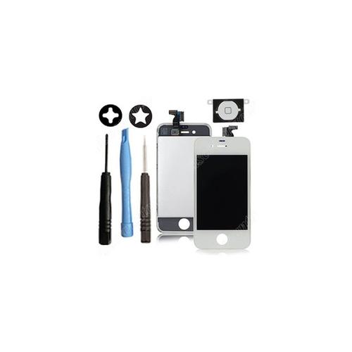 Vitre Tactile Iphone 4s Blanc + Ecran Lcd Sur Châssis + Bouton + Outils