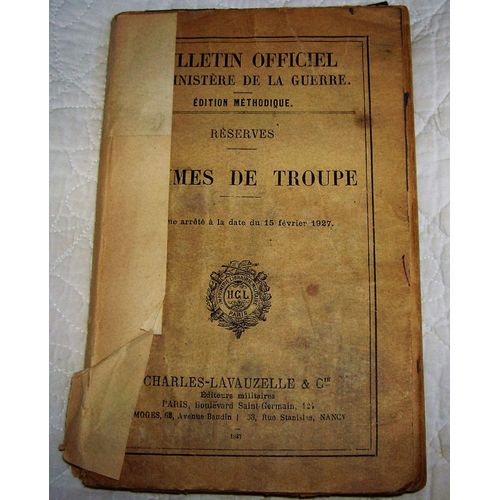 Livre De 1927 Reserves Hommes De Troupe
