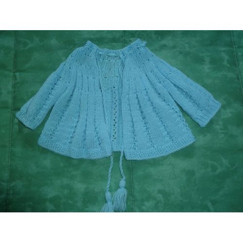 Gilet Bleu Fait Main Taille 1 Mois