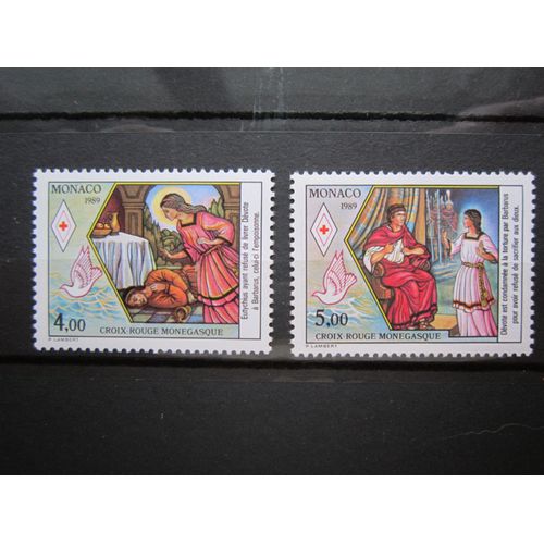 Monaco. Timbres N° 1691 Et 1692 (1989). Croix-Rouge Monegasque. Vie De Sainte Devote (I.I.I)