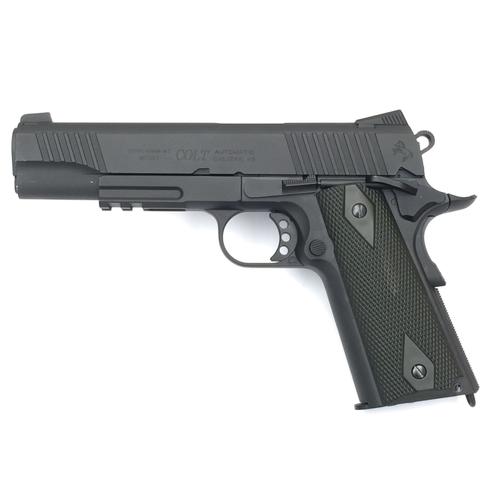 Replique Pistolet A Billes Colt 1911 Rail Gun Blackened Co2 1.1 Joule Full Metal Blowback 180524 Airsoft