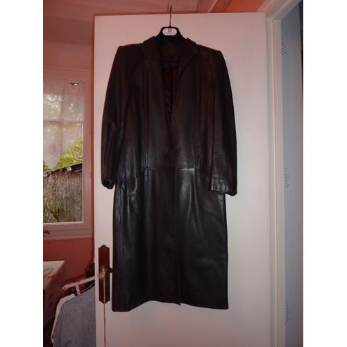 Veste Longue En Cuir Marron Givenchy T38