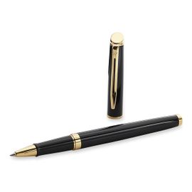 Waterman Hémisphère Stylo Roller Pointe Fine Laque Noir Attributs Dorés