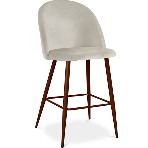 Tabouret Tapissé En Velours - Design Scandinave - Bennett Gris Clair