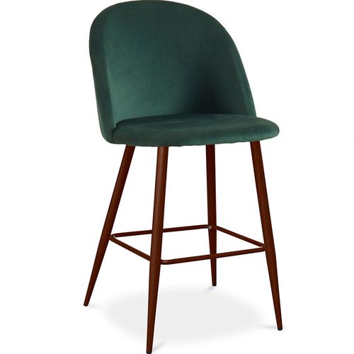 Tabouret Tapissé En Velours - Design Scandinave - Bennett Vert Foncé