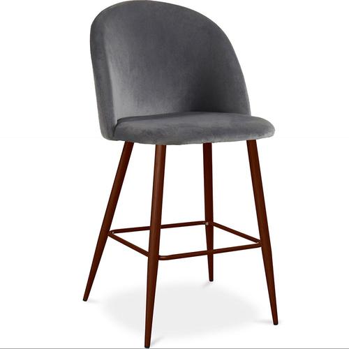 Tabouret Tapissé En Velours - Design Scandinave - Bennett Gris Foncé