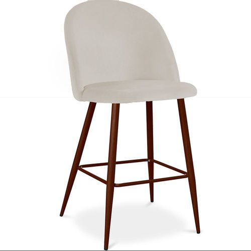 Tabouret Tapissé En Velours - Design Scandinave - Bennett Beige