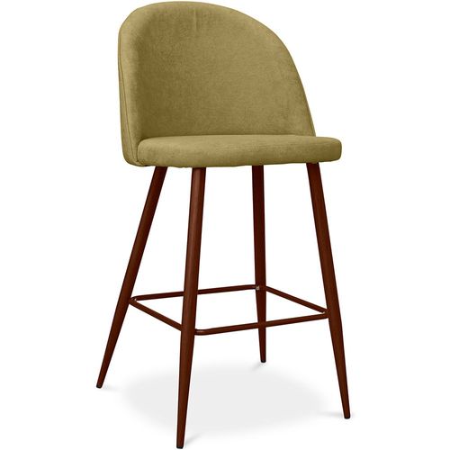 Tabouret Rembourré En Tissu - Design Scandinave - 63cm - Bennett Jaune Clair