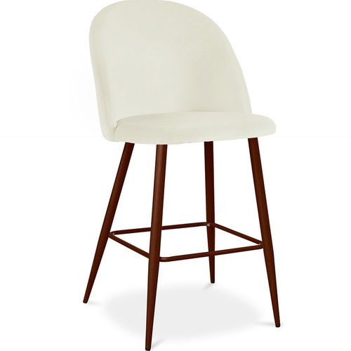 Tabouret Tapissé En Velours - Design Scandinave - Bennett Crème