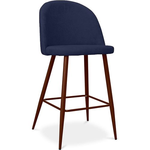 Tabouret Rembourré En Tissu - Design Scandinave - 63cm - Bennett Bleu Foncé