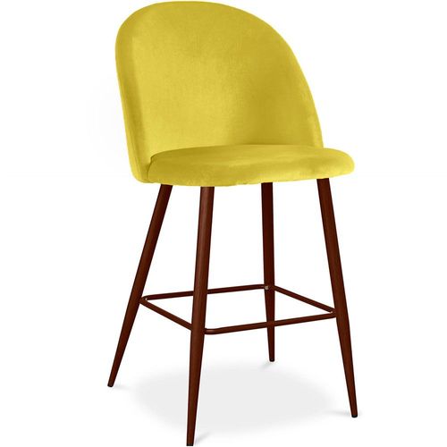 Tabouret Tapissé En Velours - Design Scandinave - Bennett Jaune