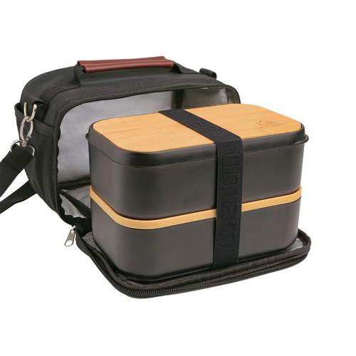 Sac glacière 2 l boite bento noir et bambou