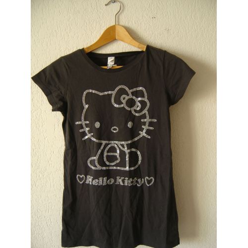 T-Shirt H&m Hello Kitty Manches Courtes Hello Kitty Gris Strass Fille 7/8ans
