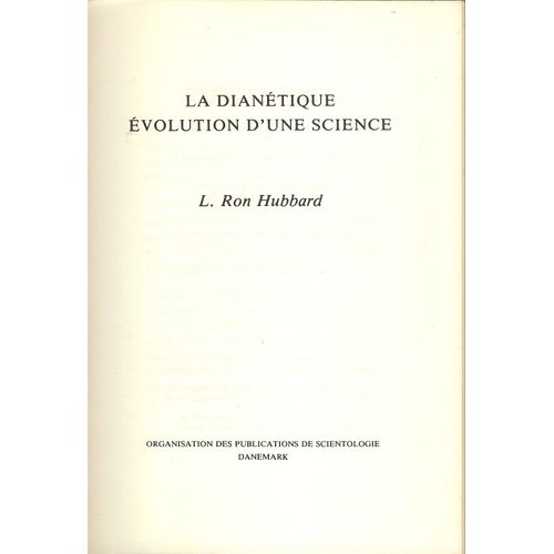 La Dianétique Évolution D'une Science