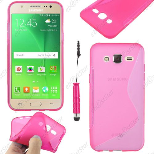 Ebeststar ® Housse Etui Coque Silicone Gel Motif S-Line Protection Souple Pour Samsung Galaxy J5 Sm-J500f, Couleur Rose + Mini Stylet + 1 Film Protection D'écran + Lingette