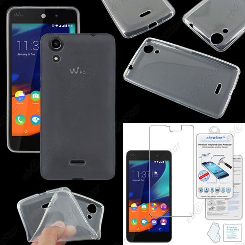 Ebeststar® Film Verre Trempé + Housse Coque Protection Silicone Gel Ultra Fine 0,5mm Etui Souple Pour Wiko Rainbow Lite 4g, Couleur Transparent