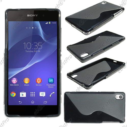 Ebeststar ® Housse Etui Coque Silicone Gel Motif S-Line Protection Souple Pour Sony Xperia Z2 D6502, D6503, D6543, Couleur Noir + 1 Film Protection D'écran + Lingette