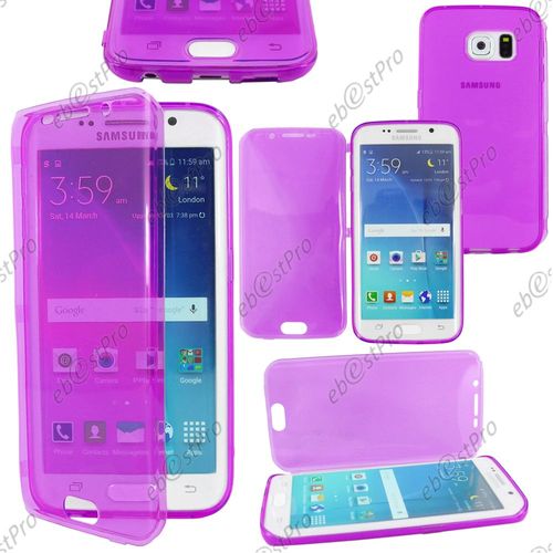 Ebeststar ® Housse Etui Coque Portefeuille Livre Silicone Gel Pour Samsung Galaxy S6 Edge Sm-G925f G925, Couleur Violet + 1 Film Protection D'écran + Lingette