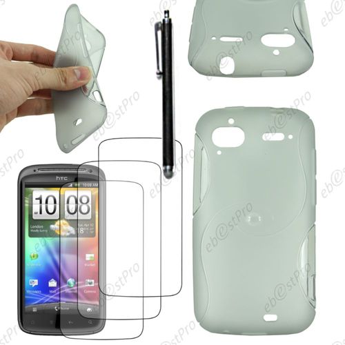 Ebeststar ® Housse Etui Coque Silicone Gel Motif S-Line Protection Souple Pour Htc Sensation, G14, Couleur Gris + Stylet 3 Film