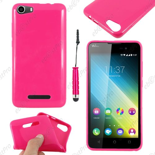 Ebeststar ® Housse Etui Coque Souple Silicone Gel Sans Motif Pour Wiko Lenny 2, Couleur Rose + Mini Stylet + 1 Film Protection D'écran + Lingette