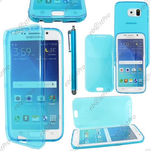Ebeststar ® Housse Etui Coque Portefeuille Livre Silicone Gel Pour Samsung Galaxy S6 Edge Sm-G925f G925, Couleur Bleu + Stylet + 1 Film Protection D'écran + Lingette