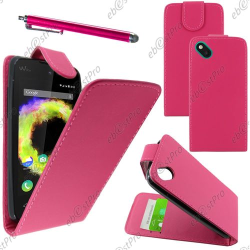 Ebeststar ® Housse Coque Etui Simili Cuir À Rabat Vertical Pour Wiko Sunset 2, Couleur Rose + Stylet + 1 Film Protection D'écran + Lingette