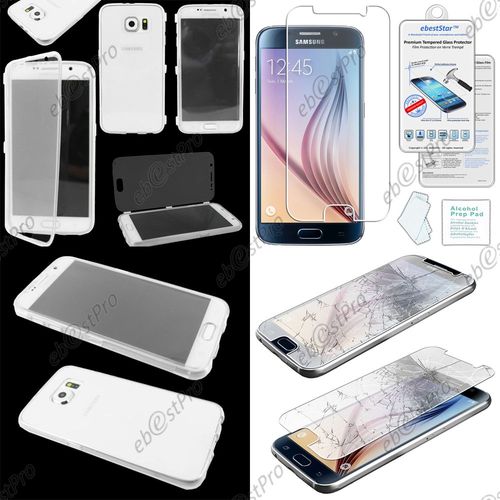 Ebeststar ® Pour Samsung Galaxy S6 Sm-G920f, G920 Coque Portefeuille À Rabat Housse Etui Livre Silicone Gel, Couleur Transparent + Film Verre Trempé