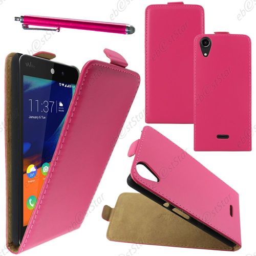 Ebeststar ® Housse Coque Etui En Pu Cuir À Rabat Ultra Fine (Slim Case) Pour Wiko Rainbow Lite 4g, Couleur Rose + Stylet + 1 Film Protection D'écran + Lingette