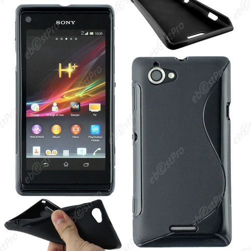 Ebeststar ® Housse Etui Coque Silicone Gel Motif S-Line Protection Souple Pour Sony Xperia L, Sony C2105, Couleur Noir + 1 Film Protection D'écran + Lingette