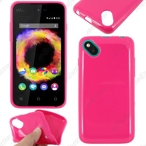 Ebeststar ® Housse Etui Coque Souple Silicone Gel Sans Motif Pour Wiko Sunset 2, Couleur Rose + 1 Film Protection D'écran + Lingette