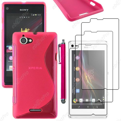 Ebeststar ® Housse Etui Coque Silicone Gel Motif S-Line Protection Souple Pour Sony Xperia L, Sony C2105, Couleur Rose + Stylet 3 Film