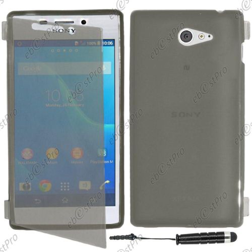 Ebeststar ® Housse Etui Coque Portefeuille Livre Silicone Gel Pour Sony Xperia M2 D2302 D2303, Couleur Noir + Mini Stylet + 1 Film Protection D'écran + Lingette