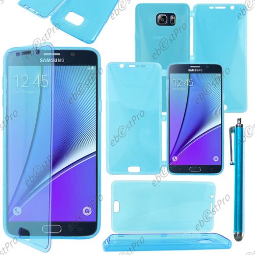 Ebeststar ® Housse Etui Coque Portefeuille Livre Silicone Gel Pour Samsung Galaxy Note5 Sm-N920f Note 5, Couleur Bleu + Stylet + 1 Film Protection D'écran + Lingette