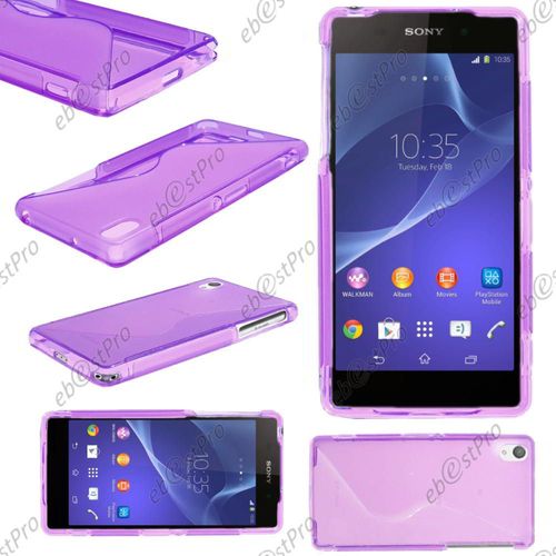 Ebeststar ® Housse Etui Coque Silicone Gel Motif S-Line Protection Souple Pour Sony Xperia Z2 D6502, D6503, D6543, Couleur Violet + 1 Film Protection D'écran + Lingette