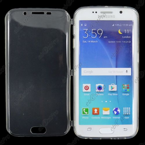 Ebeststar ® Pour Samsung Galaxy S6 Edge Sm-G925f G925 Coque Portefeuille À Rabat Housse Etui Livre Silicone Gel, Couleur Transparent + 1 Film Protection D'écran + Lingette
