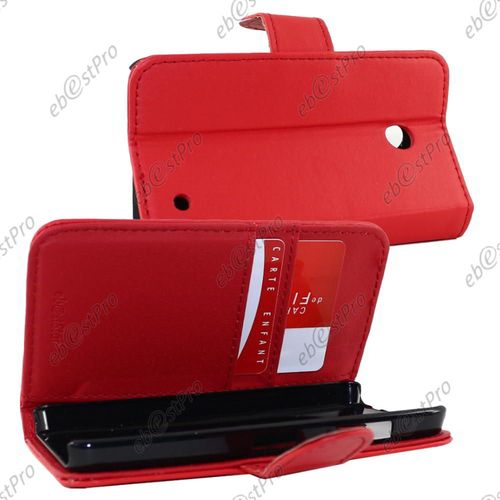 Ebeststar ® Housse Portefeuille Coque Etui Protection Folio Pour Nokia Lumia 630, Couleur Rouge + 1 Film Protection D'écran + Lingette