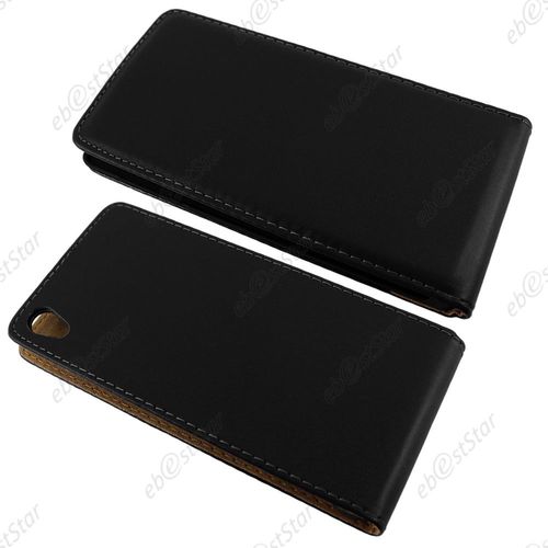 Ebeststar ® Etui Pu Cuir Rabattable Housse Coque Ultra Slim Pour Sony Xperia Z5, Z5 Dual, Couleur Noir + 1 Film Protection D'écran + Lingette