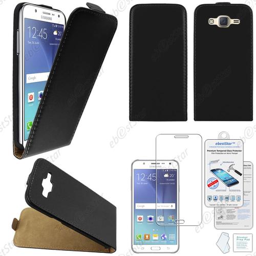 Ebeststar ® Pour Samsung Galaxy J5 Sm-J500f Etui En Pu Cuir Clapet Ultra Fine Housse Coque, Couleur Noir + Film Verre Trempé