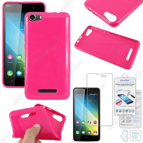 Ebeststar ® Pour Wiko Lenny 2 Coque Silicone Gel Sans Motif Housse Etui Souple, Couleur Rose + Film Verre Trempé