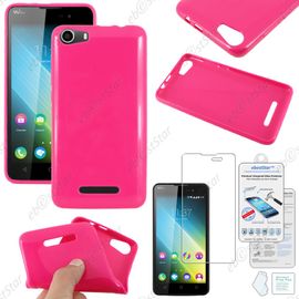 Ebeststar ® Pour Wiko Lenny 2 Coque Silicone Gel Sans Motif Housse Etui Souple, Couleur Rose + Film Verre Trempé