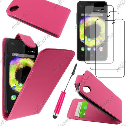 Ebeststar ® Housse Coque Etui Simili Cuir À Rabat Vertical Pour Wiko Sunset 2, Couleur Rose + Mini Stylet 3 Film