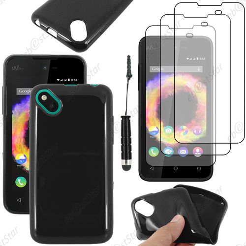 Ebeststar ® Housse Etui Coque Souple Silicone Gel Sans Motif Pour Wiko Sunset 2, Couleur Noir + Mini Stylet 3 Film