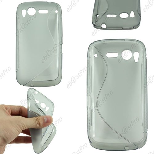 Ebeststar ® Housse Etui Coque Silicone Gel Motif S-Line Protection Souple Pour Htc Desire S, G12, Couleur Gris + 1 Film Protection D'écran + Lingette